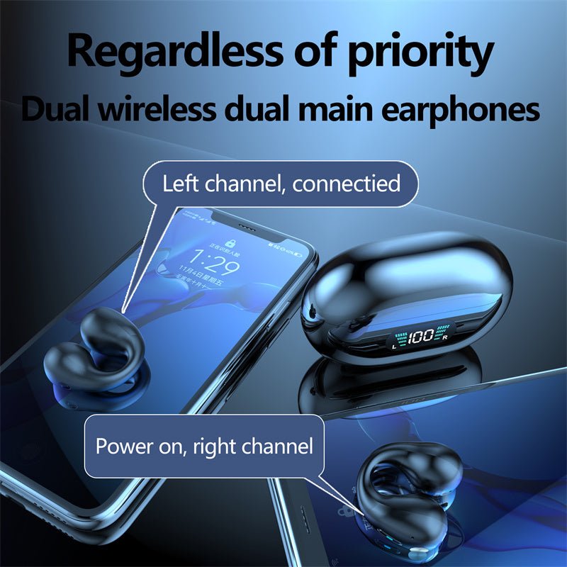 Bone Conduction Headphones TWS Earbuds Ear Clip Bluetooth 5.3 Touch Wireless Earphone In-Ear Bass HIFI Sports Headset - Hyper tech store