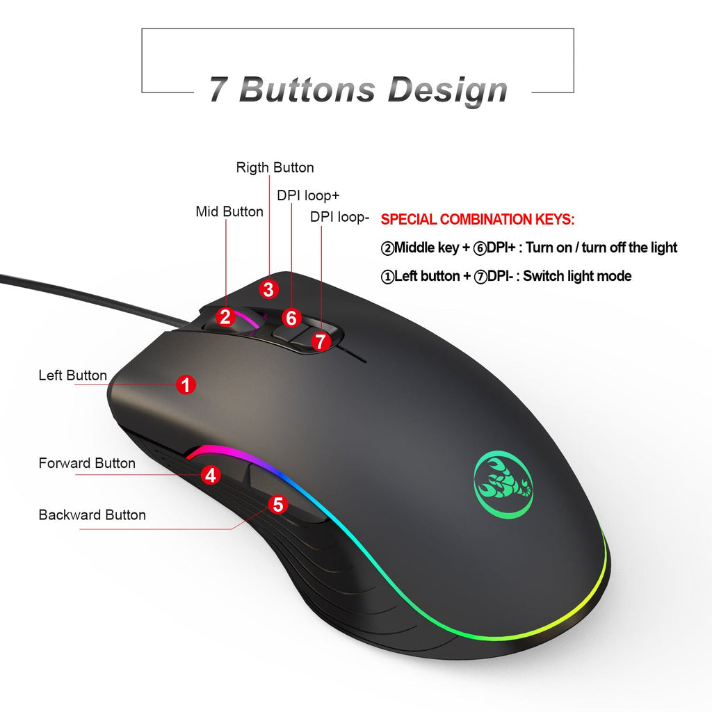 Glowing Gaming Mouse Gaming Wired Mouse - Hyper tech store