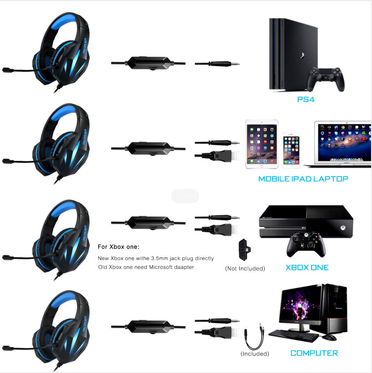 Headset Gaming Headset With Luminous Wired Gaming Headset - Hyper tech store