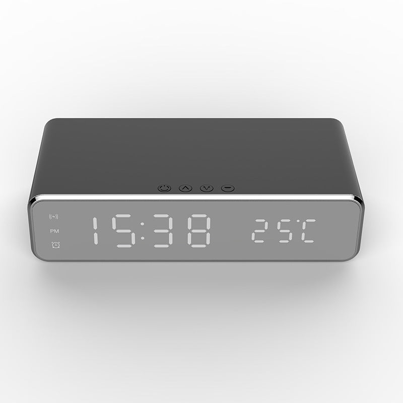LED Electric Alarm Clock With Wireless Charger Desktop Digital Despertador Thermometer Clock HD Mirror Clock Watch Table Decor - Hyper tech store