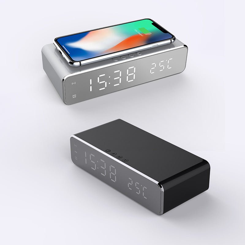 LED Electric Alarm Clock With Wireless Charger Desktop Digital Despertador Thermometer Clock HD Mirror Clock Watch Table Decor - Hyper tech store